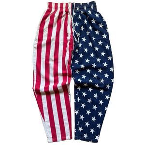 Vintage 90s USA American Flag Stars Stripes Pants Baggy Rare Size S/M